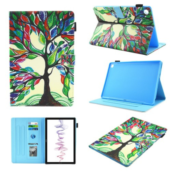 Multifunction Pattern Printing Leather Stand Tablet Cover for Huawei MediaPad M5 10/M5 10 (Pro) - Colorful Tree Huawei Tablets Case
