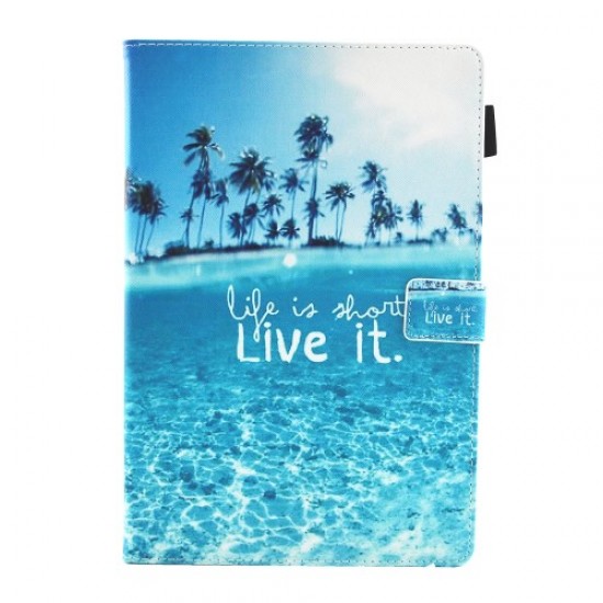 Multifunction Pattern Printing Leather Stand Tablet Accessory Case for Huawei MediaPad M5 10/M5 10 (Pro) - Blue Sea Huawei Tablets Case