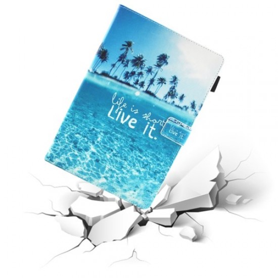 Multifunction Pattern Printing Leather Stand Tablet Accessory Case for Huawei MediaPad M5 10/M5 10 (Pro) - Blue Sea Huawei Tablets Case