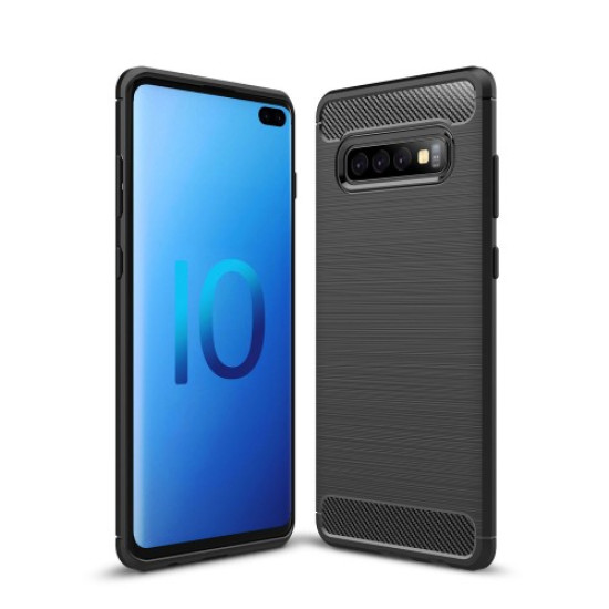 Θήκη Σιλικόνης TPU Carbon Fiber Brushed για Samsung Galaxy S10 Plus - Μαύρο Samsung Θήκες Κινητών