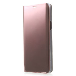 Plated Mirror Surface Information View Stand Leather Smart Shell for Samsung Galaxy S9 G960 - Rose Gold