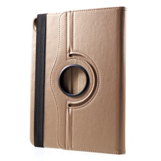 Litchi Grain Leather Protection Case with 360 Degree Swivel Stand for iPad Pro 11-inch (2018) - Gold Apple Cases Tablet