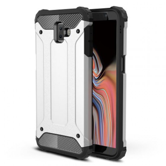 Armor Guard Plastic + TPU Hybrid Phone Cover Case for Samsung Galaxy J6+ / J6 prime - Silver Samsung Cases Mobile