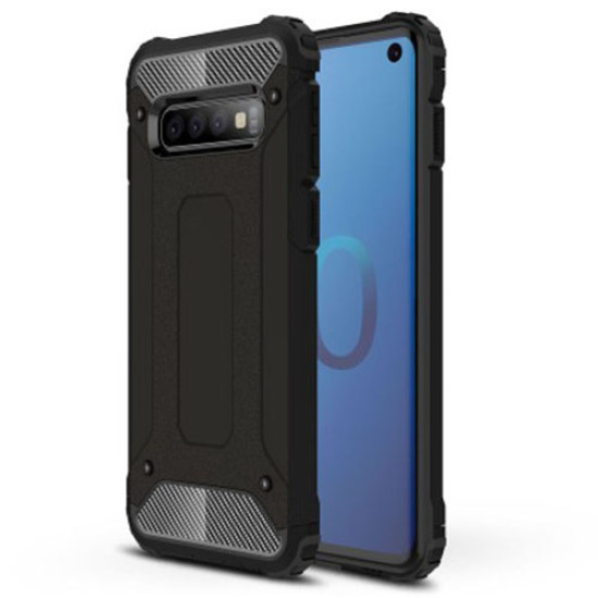 Plastic + TPU [Armor Guard] Hybrid Phone Casing for Samsung Galaxy S10 - Black Samsung Cases Mobile