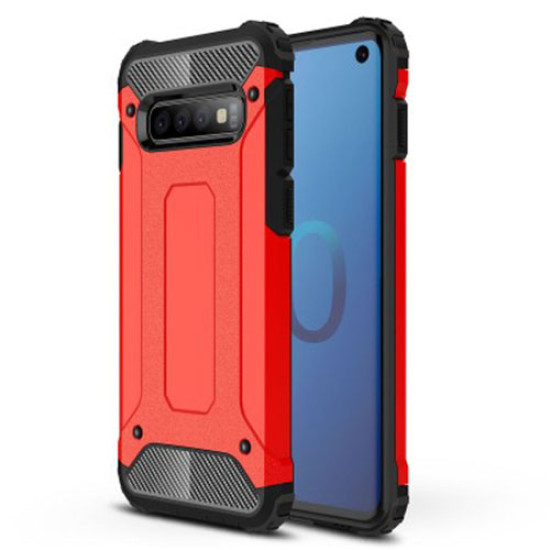 Plastic + TPU [Armor Guard] Hybrid Cell Phone Cover for Samsung Galaxy S10 - Red Samsung Cases Mobile