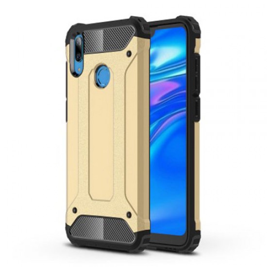 For Huawei Y7 (2019) Armor Guard Plastic + TPU Hybrid Cell Phone Case - Gold Huawei Cases Mobile