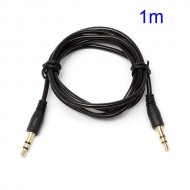 1M 3.5mm Male to 3.5mm Male Transparent Stereo Audio Cable for iPhone MP3 MP4 - Black