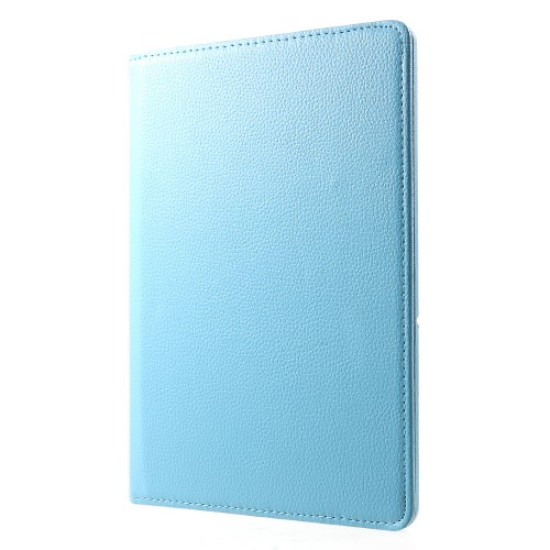 Litchi Skin Leather Protective Case with Rotating Stand for Huawei MediaPad T5 10 - Baby Blue Huawei Tablets Case