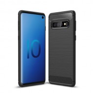 Litchi Skin TPU Back Phone Shell for Samsung Galaxy S10 - Black