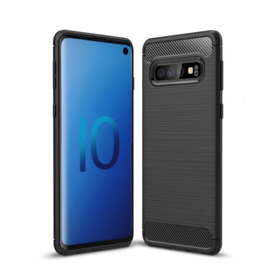 Litchi Skin TPU Back Phone Shell for Samsung Galaxy S10 - Black Samsung Cases Mobile