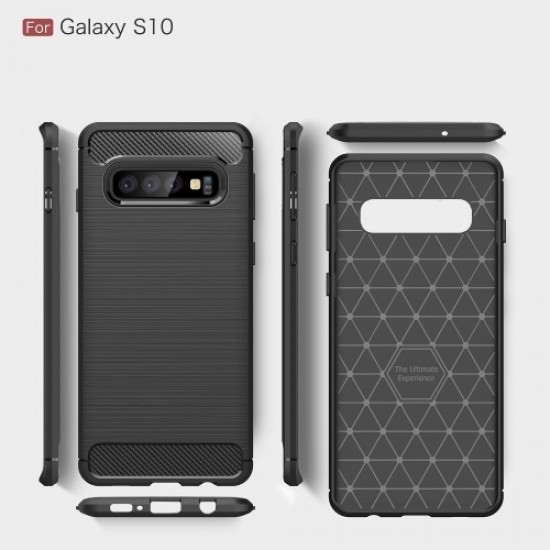 Litchi Skin TPU Back Phone Shell for Samsung Galaxy S10 - Black Samsung Cases Mobile
