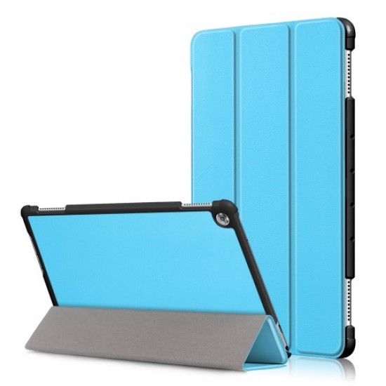 Tri-fold Stand Auto-wake/sleep Smart Leather Shell for Huawei Mediapad M5 Lite 10 - Baby Blue Huawei Tablets Case