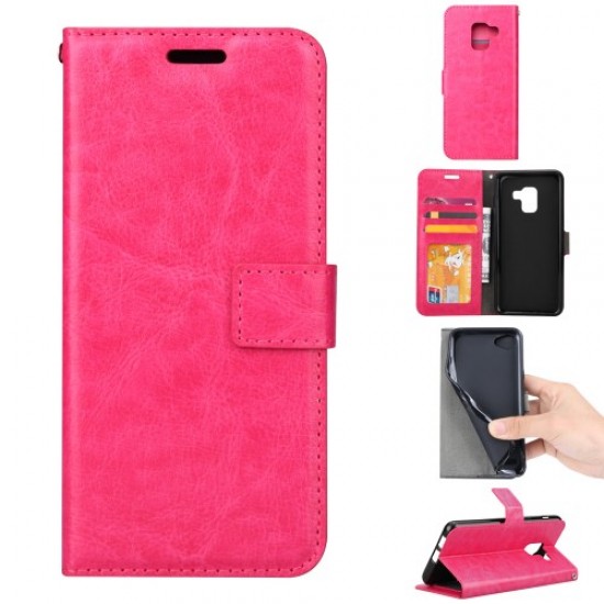 BTRCASE Crazy Horse Wallet Leather Stand Case for Samsung Galaxy A8 Plus (2018) - Rose Samsung Cases Mobile