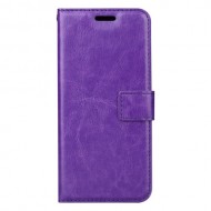 BTRCASE Crazy Horse Wallet Leather Stand Cover for Samsung Galaxy A8 Plus (2018) - Purple