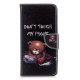 Patterned PU Leather Stand Flip Case for Samsung Galaxy A8+ (2018) - Angry Bear and Warning Words Samsung Cases Mobile