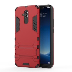 Υβριδική Θήκη Συνδυασμού Σιλικόνης TPU και Πλαστικού με Βάση Στήριξης για Huawei Mate 20 Lite - Κόκκινο