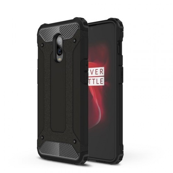 For OnePlus 6T Cool Armor Guard Plastic + TPU Hybrid Phone Case - Black OnePlus Mobile Cases