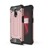 For OnePlus 6T Cool Armor Guard Plastic + TPU Hybrid Protector Shell - Rose Gold