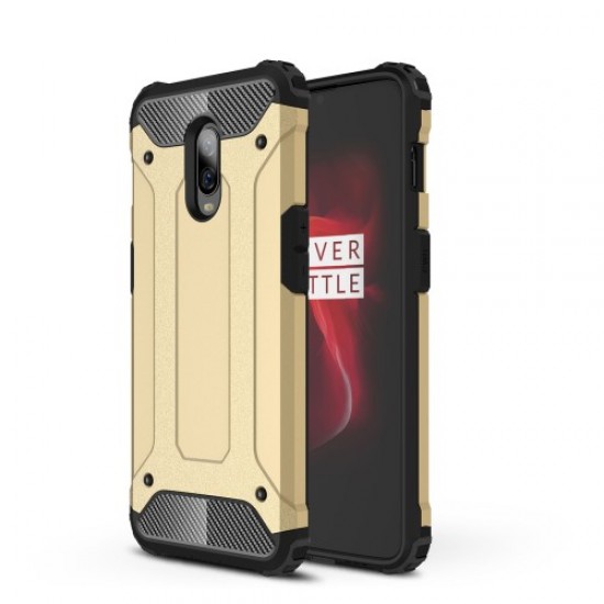 Tough Armor Υβριδική Θήκη Σιλικόνης TPU σε Συνδυαμό με Πλαστικό για OnePlus 6T - Χρυσαφί OnePlus Θήκες Κινητών