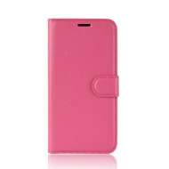 Litchi Skin PU Leather Phone Casing with Stand for OnePlus 6T - Rose
