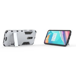 Cool Guard PC TPU Hybrid Cover with Kickstand for OnePlus 6T - Silver