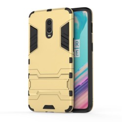 Cool Guard PC TPU Hybrid Phone Cover with Kickstand for OnePlus 6T - Gold