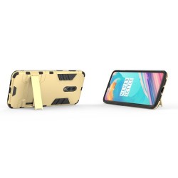 Cool Guard PC TPU Hybrid Phone Cover with Kickstand for OnePlus 6T - Gold