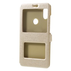 Θήκη Βιβλίο Smart Cover με Βάση Στήριξης (Όψη Μεταξιού) για Xiaomi Redmi Note 6 Pro - Χρυσαφί