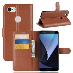 Litchi Grain Wallet Stand Leather Flip Phone Casing for Google Pixel 3 - Brown Litchi Grain Wallet Stand Leather Flip Phone Casing for Google Pixel 3 - Brown