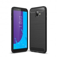 Carbon Fiber Texture Brushed TPU Mobile Case for Samsung Galaxy J6+ / J6 prime - Black