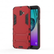 Cool Guard Plastic TPU Combo Mobile Phone Shell with Kickstand for Samsung Galaxy J6 Plus - Red