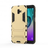 Cool Guard Plastic TPU Combo Cell Phone Case with Kickstand for Samsung Galaxy J6 Plus - Gold