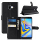 Litchi Skin Leather Stand Cover with Card Slots for Samsung Galaxy J6 Plus - Black Samsung Cases Mobile