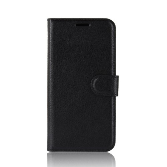 Litchi Skin Leather Stand Cover with Card Slots for Samsung Galaxy J6 Plus - Black Samsung Cases Mobile