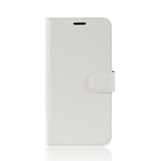 Litchi Skin Leather Stand Case with Card Slots for Samsung Galaxy J6 Plus - White Samsung Cases Mobile