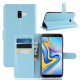 Litchi Skin Leather Stand Mobile Cover with Card Slots for Samsung Galaxy J6 Plus - Baby Blue Samsung Cases Mobile
