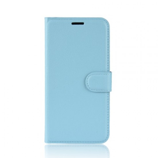 Litchi Skin Leather Stand Mobile Cover with Card Slots for Samsung Galaxy J6 Plus - Baby Blue Samsung Cases Mobile