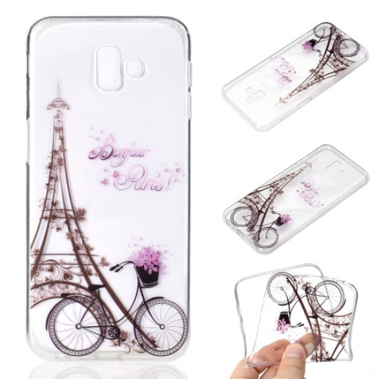 Pattern Printing TPU Mobile Casing for Samsung Galaxy J6 Plus - Eiffel Tower and Bicycle Samsung Cases Mobile