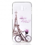 Pattern Printing TPU Mobile Casing for Samsung Galaxy J6 Plus - Eiffel Tower and Bicycle