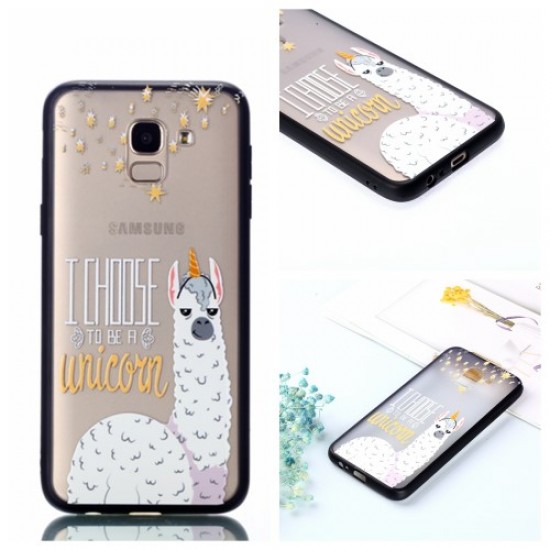 Θήκη Σιλικόνης TPU με Σκληρή Πλάτη για Samsung Galaxy J6 (2018) - Αλπάκα που Θέλει να Γίνει Μονόκερος Samsung Θήκες Κινητών