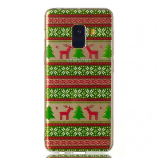 Christmas Pattern Printing Soft TPU Jelly Cellphone Case for Samsung Galaxy A8 (2018) - Christmas Tree and Reindeer Samsung Cases Mobile