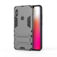 Υβριδική Θήκη Σιλικόνης TPU σε Συνδυαμό με Πλαστικό και με Βάση Στήριξης για Xiaomi Redmi Note 6 - Γκρι