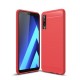 Carbon Fiber Texture TPU Cover Brushed Phone Shell for Samsung Galaxy A7 (2018) - Red Samsung Cases Mobile