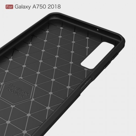 Carbon Fiber Texture TPU Cover Brushed Phone Shell for Samsung Galaxy A7 (2018) - Red Samsung Cases Mobile