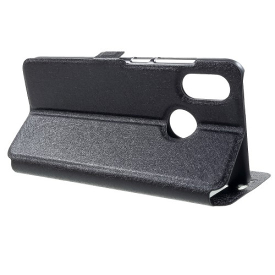 Silk Texture Dual View Window Leather Flip Cover for Xiaomi Mi 8 (6.21-inch) - Black XIAOMI Cases Mobile