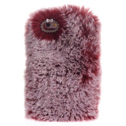 Μαλακή Γούνινη Θήκη Πλάτης με Στρας για iPhone 6 / 6s 4.7 inch - Κόκκινο