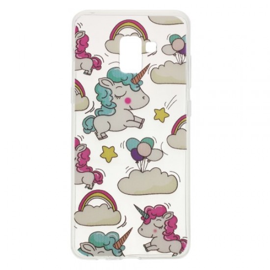 Θήκη Σιλικόνης TPU για Samsung Galaxy A8 (2018) - Μονοκεράκια και Συννεφάκια Samsung Θήκες Κινητών
