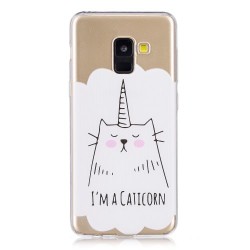 Θήκη Σιλικόνης TPU για Samsung Galaxy A8 (2018) - Γατούλα που Ονειρεύεται να Γίνει Μονόκερος