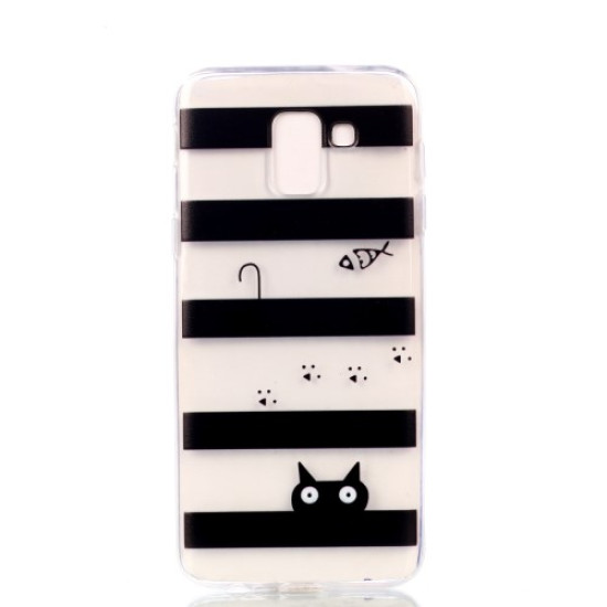 Θήκη Σιλικόνης TPU για Samsung Galaxy J6 (2018) - Ρίγες και Γατούλα Samsung Θήκες Κινητών