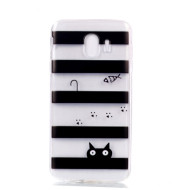 Pattern Printing Soft TPU Back Cover for Samsung Galaxy J4 (2018) - Stripe and Cat